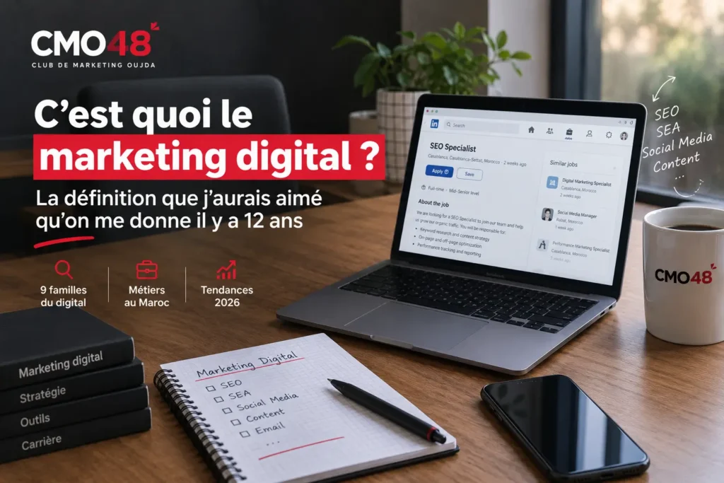 C’est quoi le marketing digital : les 9 familles, les métiers au Maroc et les tendances 2026